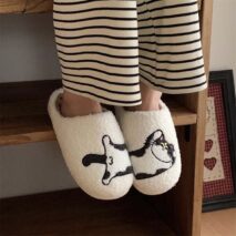 Plush Cartoon Dog & Cat Slippers | Cozy Indoor House Shoes - Image 5