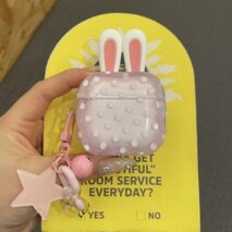 Cute Bunny Ears AirPods Case With Charm - Image 2