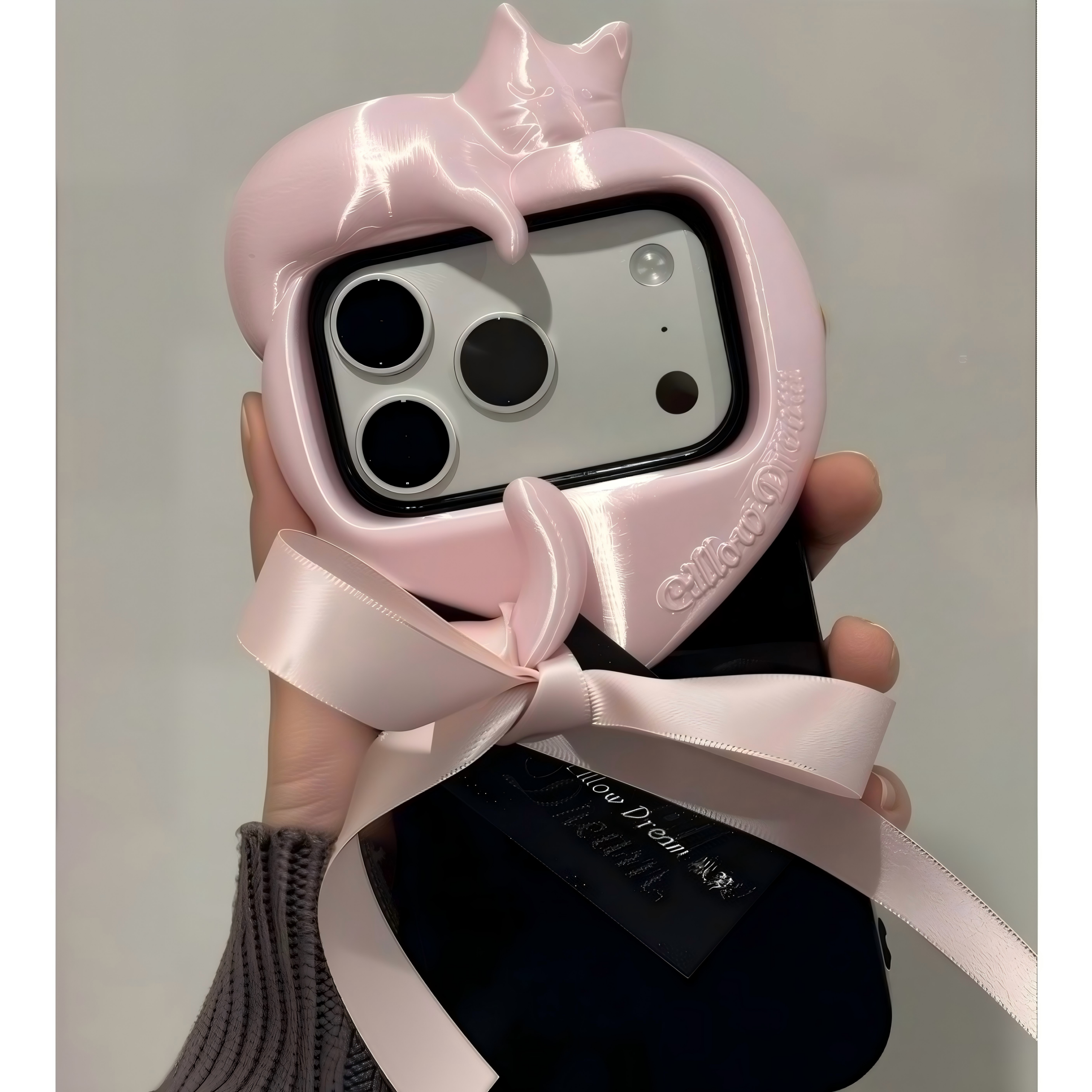 微信截图_20260430165342(1) 3D Sleeping Cat Heart Phone Case - Image 1