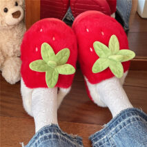 Adorable Strawberry Plush Slippers - Image 3