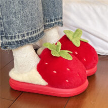 Adorable Strawberry Plush Slippers - Image 9