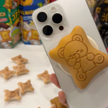Kawaii Bear Cat Biscuit Magnetic Phone Grip – 3D Embossed Phone Stand & Holder - Image 2