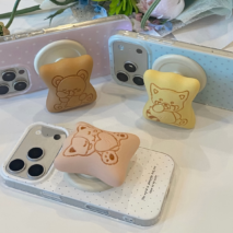 Kawaii Bear Cat Biscuit Magnetic Phone Grip – 3D Embossed Phone Stand & Holder - Image 3