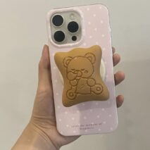 Kawaii Bear Cat Biscuit Magnetic Phone Grip – 3D Embossed Phone Stand & Holder - Image 4