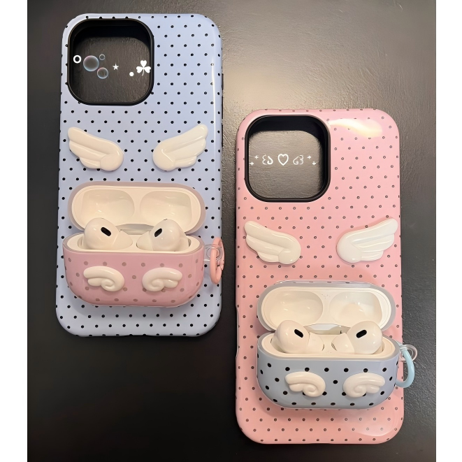 微信截图_20260506165030 Cute Polka Dot Angel Wings iPhone Case - Image 1