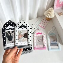 Kawaii Polka Dot Mustache PVC Kpop Keychain Photocard Holder - Image 3