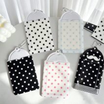 Kawaii Polka Dot Mustache PVC Kpop Keychain Photocard Holder - Image 2