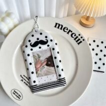Kawaii Polka Dot Mustache PVC Kpop Keychain Photocard Holder - Image 6