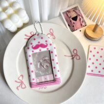 Kawaii Polka Dot Mustache PVC Kpop Keychain Photocard Holder - Image 8