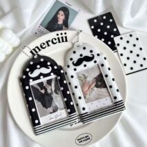 Kawaii Polka Dot Mustache PVC Kpop Keychain Photocard Holder - Image 4