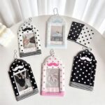 Kawaii Polka Dot Mustache PVC Kpop Keychain Photocard Holder