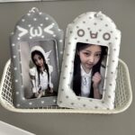 Cute Kaomoji Heart Polka Dot PVC Kpop Keychain Photocard Holder