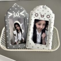 Cute Kaomoji Heart Polka Dot PVC Kpop Keychain Photocard Holder