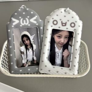 Cute Kaomoji Heart Polka Dot PVC Kpop Keychain Photocard Holder