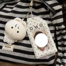 Cute Kaomoji Heart Polka Dot PVC Kpop Keychain Photocard Holder - Image 3