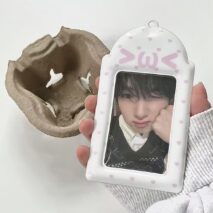 Cute Kaomoji Heart Polka Dot PVC Kpop Keychain Photocard Holder - Image 2