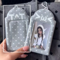 Cute Kaomoji Heart Polka Dot PVC Kpop Keychain Photocard Holder - Image 5