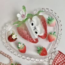 Chic Transparent Strawberry Earphone AirPods Case - Image 3