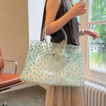 Clear Polka Dot Jelly Tote Bag – Transparent PVC Handbag - Image 3