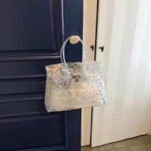 Clear Polka Dot Jelly Tote Bag – Transparent PVC Handbag - Image 4
