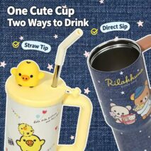 Cute Rilakkuma 970ml Insulated Tumbler | Stainless Steel Cup with Straw - Image 13