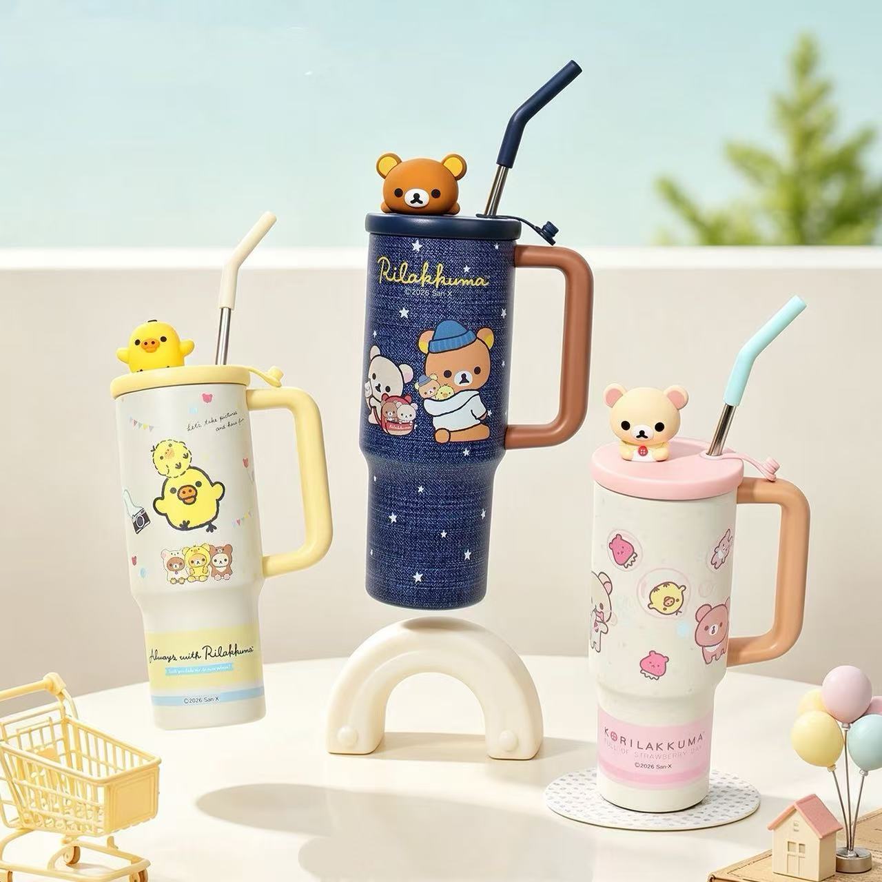 微信图片_20260803162504_407_113 Cute Rilakkuma 970ml Insulated Tumbler | Stainless Steel Cup with Straw - Image 1