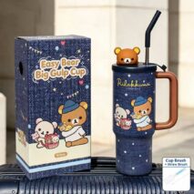 Cute Rilakkuma 970ml Insulated Tumbler | Stainless Steel Cup with Straw - Image 9