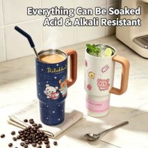 Cute Rilakkuma 970ml Insulated Tumbler | Stainless Steel Cup with Straw - Image 14