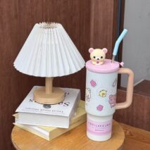 Cute Rilakkuma 970ml Insulated Tumbler | Stainless Steel Cup with Straw - Image 7