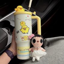 Cute Rilakkuma 970ml Insulated Tumbler | Stainless Steel Cup with Straw - Image 4