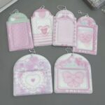 Cute Pink Bow Heart Strawberry Kpop Keychain Photocard Holder