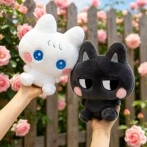 Kawaii Miamilo Kawaii Plush – Soft White Bunny & Black Cat Stuffed Animals - Image 8
