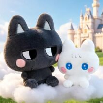 Kawaii Miamilo Kawaii Plush – Soft White Bunny & Black Cat Stuffed Animals - Image 9