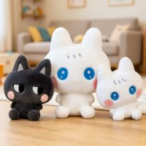 Kawaii Miamilo Kawaii Plush – Soft White Bunny & Black Cat Stuffed Animals - Image 10
