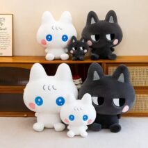 Kawaii Miamilo Kawaii Plush – Soft White Bunny & Black Cat Stuffed Animals - Image 3