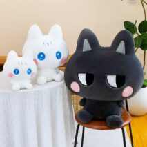 Kawaii Miamilo Kawaii Plush – Soft White Bunny & Black Cat Stuffed Animals - Image 2