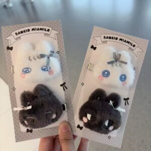 Kawaii Sanrio Miamilo Plush Hair Clips Set