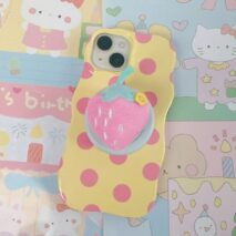 Kawaii Plush Strawberry Magnetic Phone Grip – Cute Soft Phone Holder Stand - Image 5