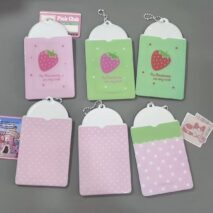 Kawaii Strawberry Kaomoji Kpop Keychain Photocard Holder - Image 2