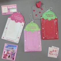 Kawaii Strawberry Kaomoji Kpop Keychain Photocard Holder - Image 4