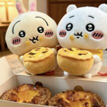 Cute Chiikawa Macau Egg Tart Plush Keychain - Image 2