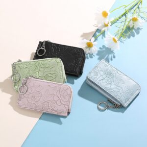 Vintage Floral Embossed RFID Blocking Keychain Wallet