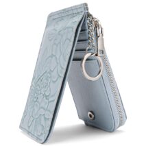 Vintage Floral Embossed RFID Blocking Keychain Wallet - Image 13
