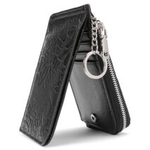 Vintage Floral Embossed RFID Blocking Keychain Wallet - Image 14