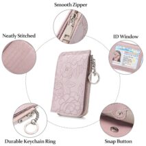 Vintage Floral Embossed RFID Blocking Keychain Wallet - Image 8