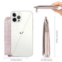 Vintage Floral Embossed RFID Blocking Keychain Wallet - Image 9
