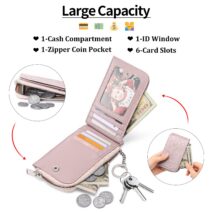 Vintage Floral Embossed RFID Blocking Keychain Wallet - Image 2