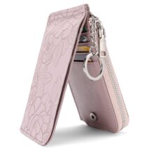 Vintage Floral Embossed RFID Blocking Keychain Wallet - Image 11
