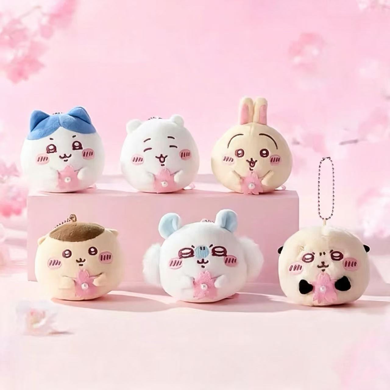 MINISO Chiikawa Sakura Daifuku Plush Keychain Cherry Blossom Charm