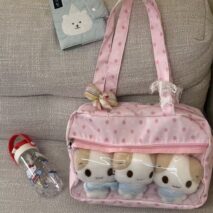 Kawaii Pink Strawberry Clear Window Display Shoulder Bag